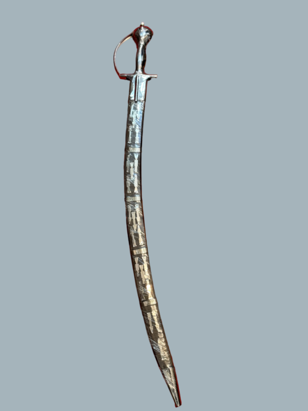 Kirpan with Silver Metal art on Wooden Sheath