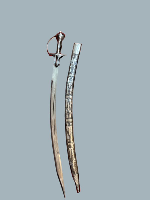 Kirpan with Silver Metal art on Wooden Sheath - Image 2